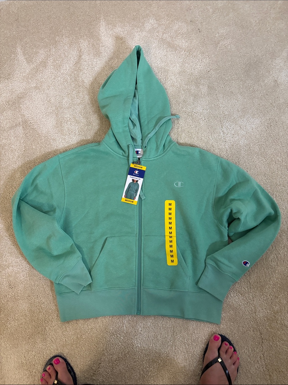 Ladies Champion Zip Up Hoodie Medium Green Fleece Full Zip NWT
